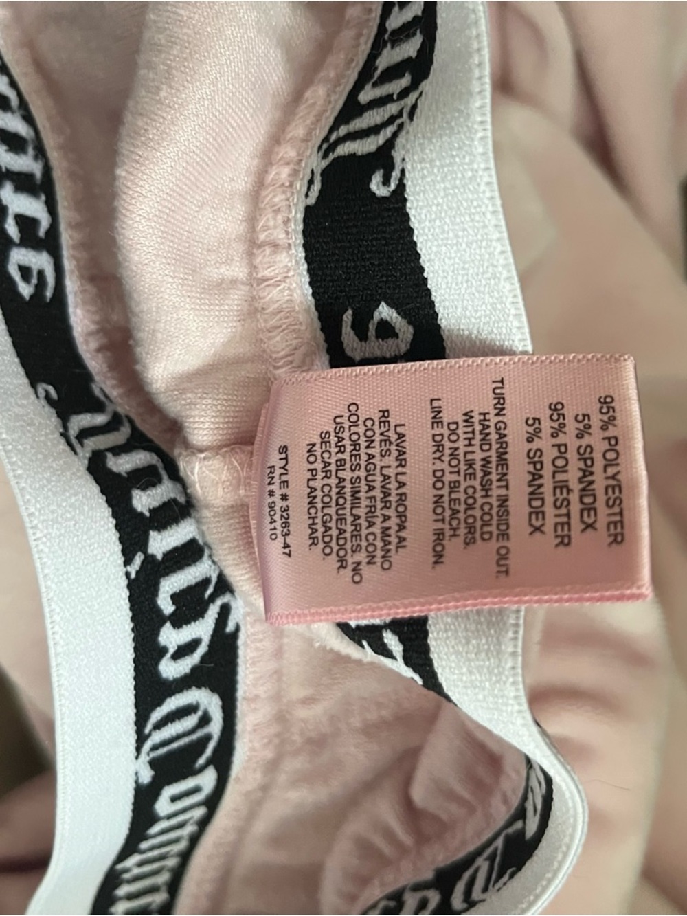 Juicy Couture Velour Pants Small Baby Pink Soft Logo Waistband Rhinestones - Picture 6 of 6